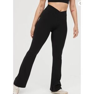 Aerie OFFLINE Flare Leggings Women's S Black High Rise Yoga Pants Comfy EUC